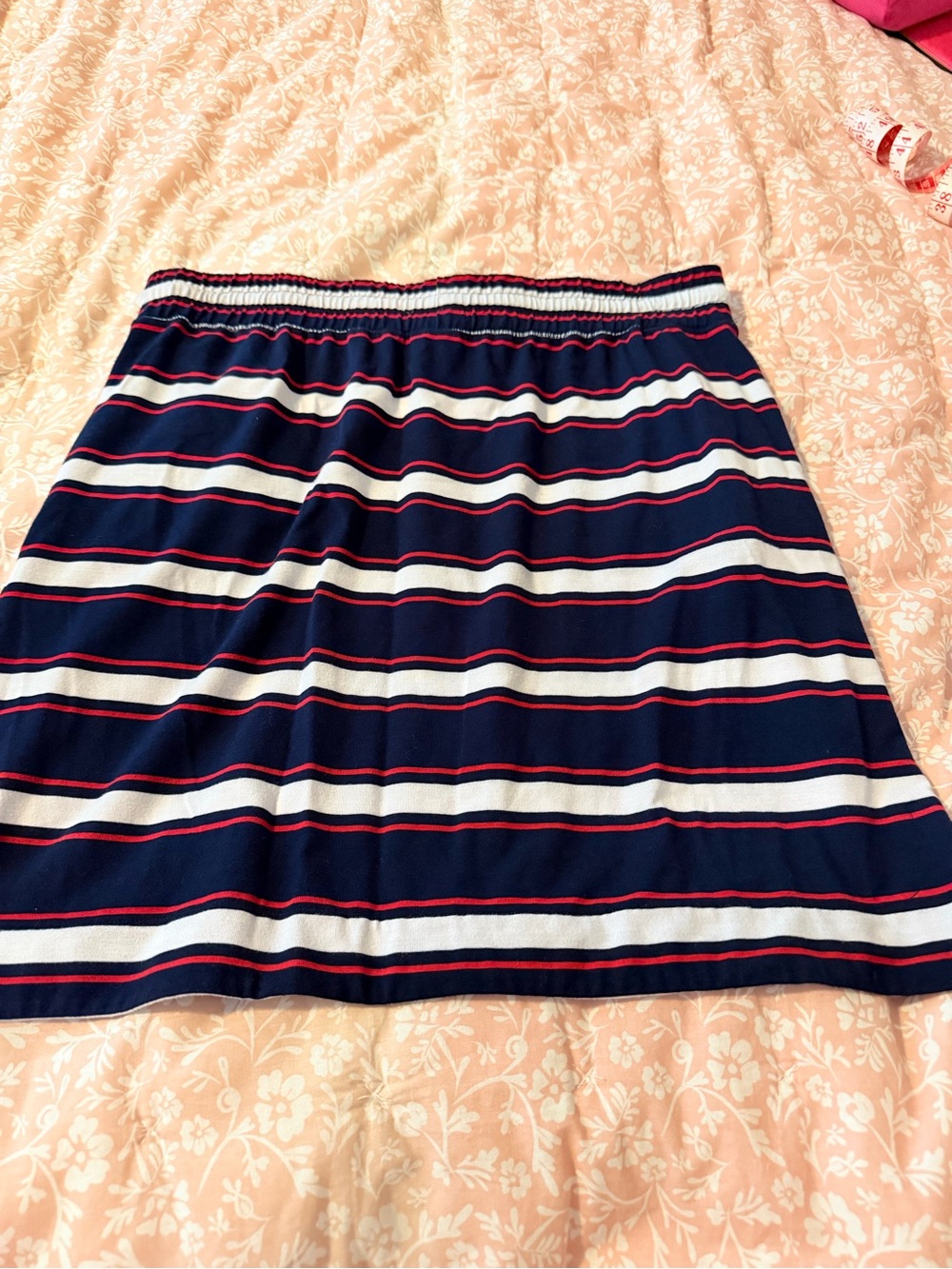 Striped Navy Drawstring Skirt - Casual Everyday Style - Picture 4 of 4